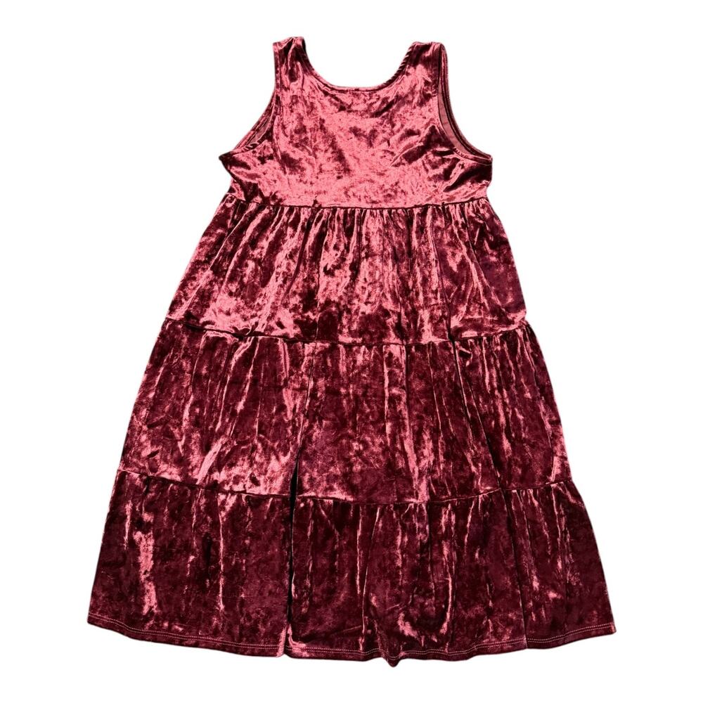 Crazy 8 Girls Burgundy Velvet A-Line Dress Sleeveless Holiday Party Size L 10-12